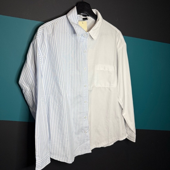 Streetwear Society Two-Tone Blue and White Button Down Shirt - Picture 2 of 8